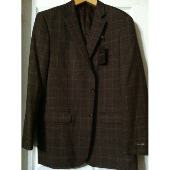 TASSO ELBA MENS NEW BROWN 70%WOOL 30%POLYESTER SPORT COAT JACKET BLAZER  SZ:44L - Picture 1 of 5